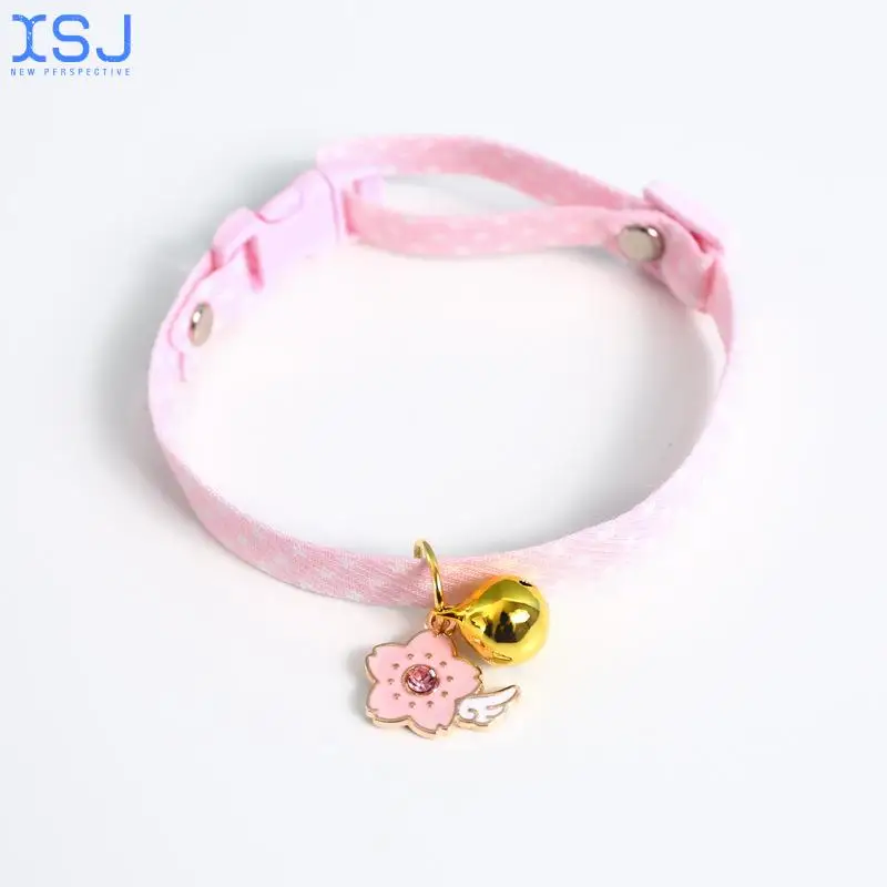 

Cat Collar with Bell Fashion Buckle Collar for Cat Pet Simple Spot Printing Puppy Dog Necklace Colorful
