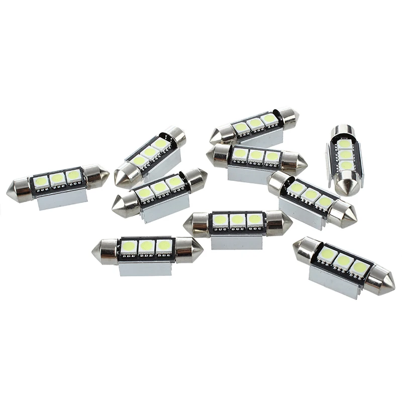 Новый 10X 36 мм CANBUS без ошибок 3 светодиодный 5050 SMD 6418 C5W номерной знак купольный