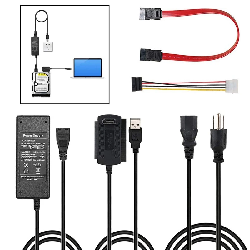 sata pata ide drive to usb 2 0 adapter converter cable for hard drive disk hdd 2 5 inch 3 5 inch with externalus plug free global shipping