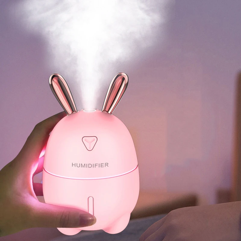 

USB Aroma Essential Oil Diffuser Colorful Night Light Car Office Air Purifier Mist Maker 300ML Mini Air Humidifier Cute Rabbit