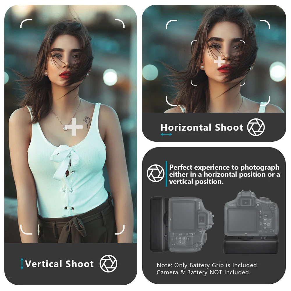 Вертикальный батарейный блок Mcoplus для Canon EOS 2000D /1500D / 1300D 1200D 1100D Rebel T7 T6 T5 T3 - купить