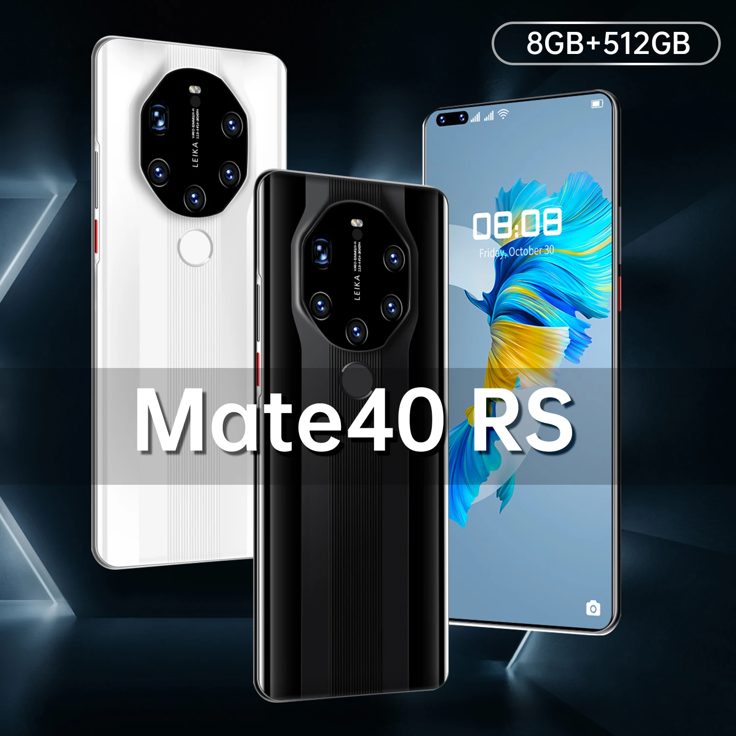 

Mate40 RS 7.3 Inch Full Screen Smartphone 24+50MP Camera 6800mAh Dual SIM Celular 5G LTE 8 512GB Fingerprint Unlock Mobilephones