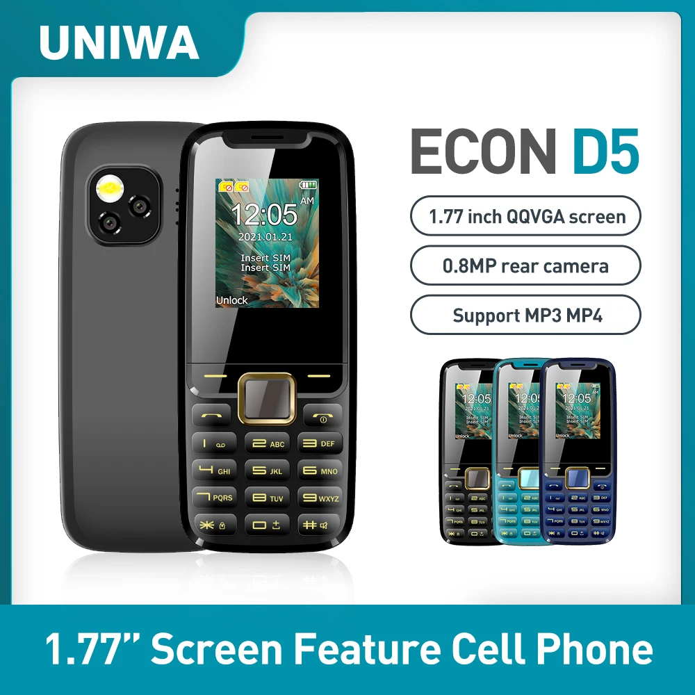 UNIWA ECON D5 разблокированная большая кнопка мобильный телефон Senior 2G GSM беспроводное