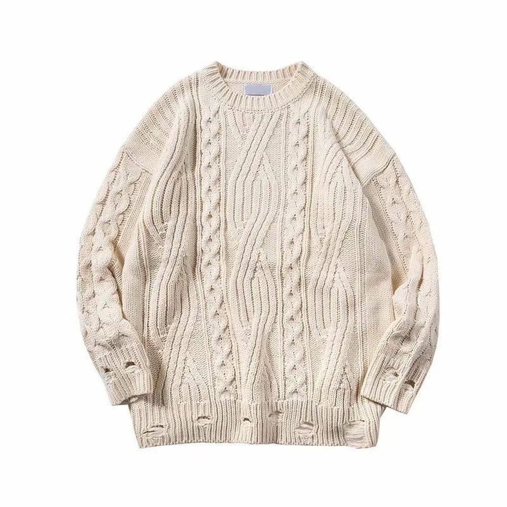 Зимний серый вязаный свитер на грубой подкладке джемпер теплый свитеры оверсайз