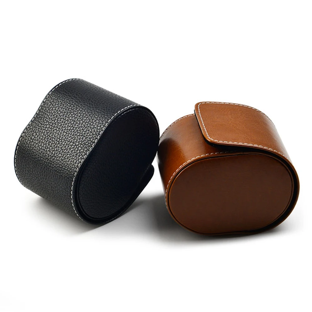 

Black Brown Watch Roll Box PU Leather Wrist Watch Case Travel Portable Jewelry Box Two Layer Cowhide Watch Storage Organizer