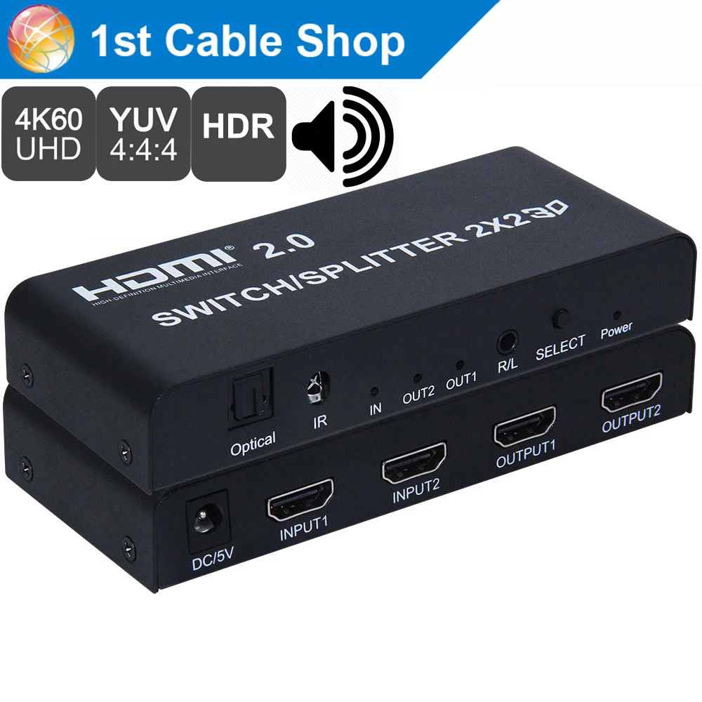 4K HDMI коммутатор 2X4 HDMI переключатель разветвитель 2X2 2X8 2 в 2 Выход 2 в 4 Выход 2 в 8 Выход пульт дистанционного управления 3D блок питания