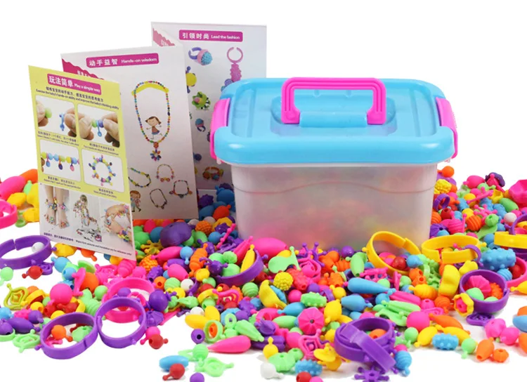 

1050pcs Pop Snap Beads Set Funny Cute Colorful Assorted Shapes Plastic Kids Girls Toys Children Gifts DIY Necklaces Making