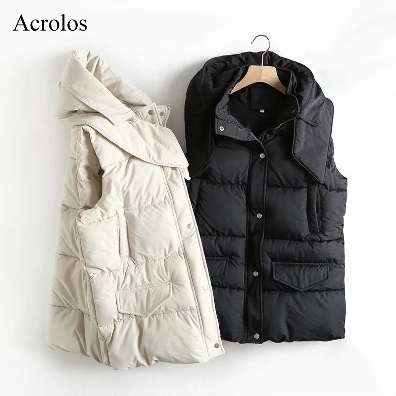 Женский Теплый однотонный жилет без рукавов в Корейском стиле Зимний