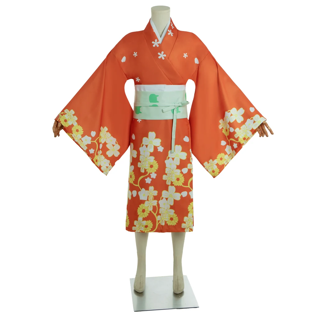 

Супер данганронпа 2 Niyoko Nishionji кимоно косплей Saionji Hiyoko костюм женская одежда Ежедневное оранжевое платье костум Хэллоуин