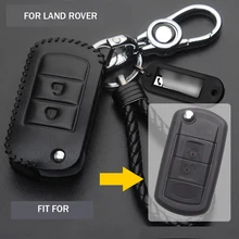 Handmade Leather Cowhide Flip Car Key Fob Case Holder Cover Bag Shell For Land Rover Range Rover LR3 Discovery Sport 2005-2011