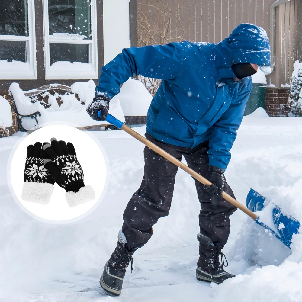 

1 Pair Beautiful Snowflake Pattern Warm Plus Thick