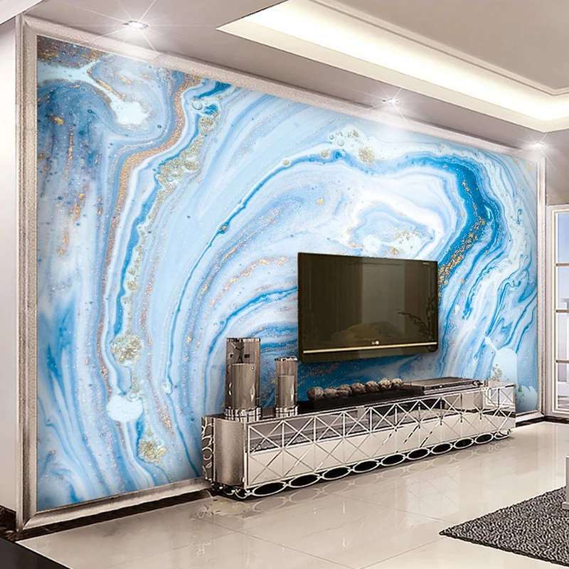 Custom 3D Wallpaper Mural De Parede Blue Marble Pattern TV Background Wall Painting Papers Home Decor Living Room Modern | Обустройство