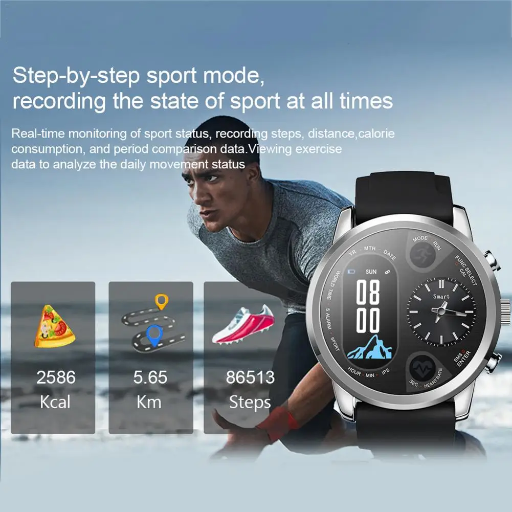 T3 Pro Смарт часы с двумя часовыми поясами спортивные мужские водонепроницаемые