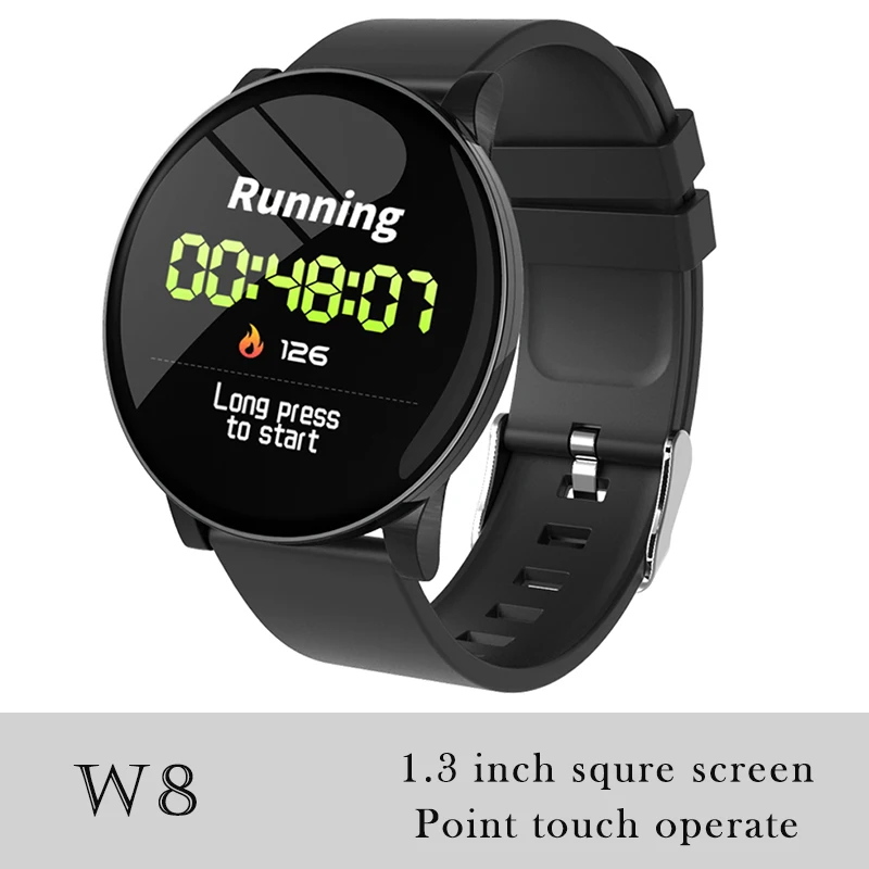 W8 Black 696 K9-WF, полный педометр с сенсорным управлением, Смарт-часы, фитнес-трекер, монитор сердечного ритма, кровяное давление, Смарт-часы, смарт-браслет - Цвет: W8 Black