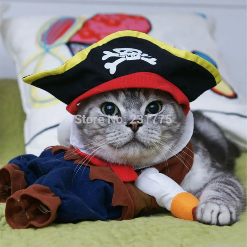 Костюм Кошки забавный кот одежда Пиратский Костюм Одежда для кошки одежда для корсаира Хеллоуина наряды Кот Костюм для вечеринки