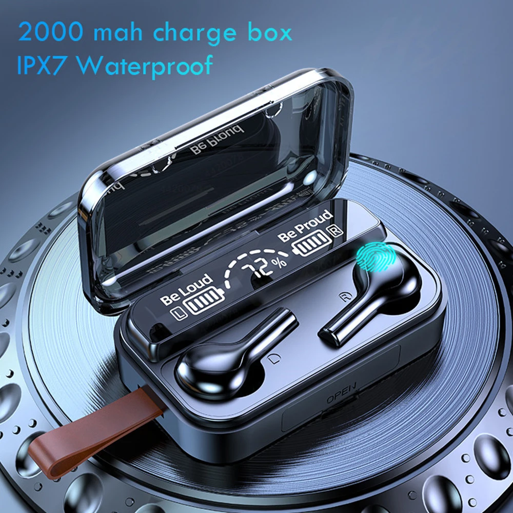 F9 наушники вкладыши TWS Bluetooth 5 0 Беспроводной светодиодный спортивные 9D Hi Fi стерео