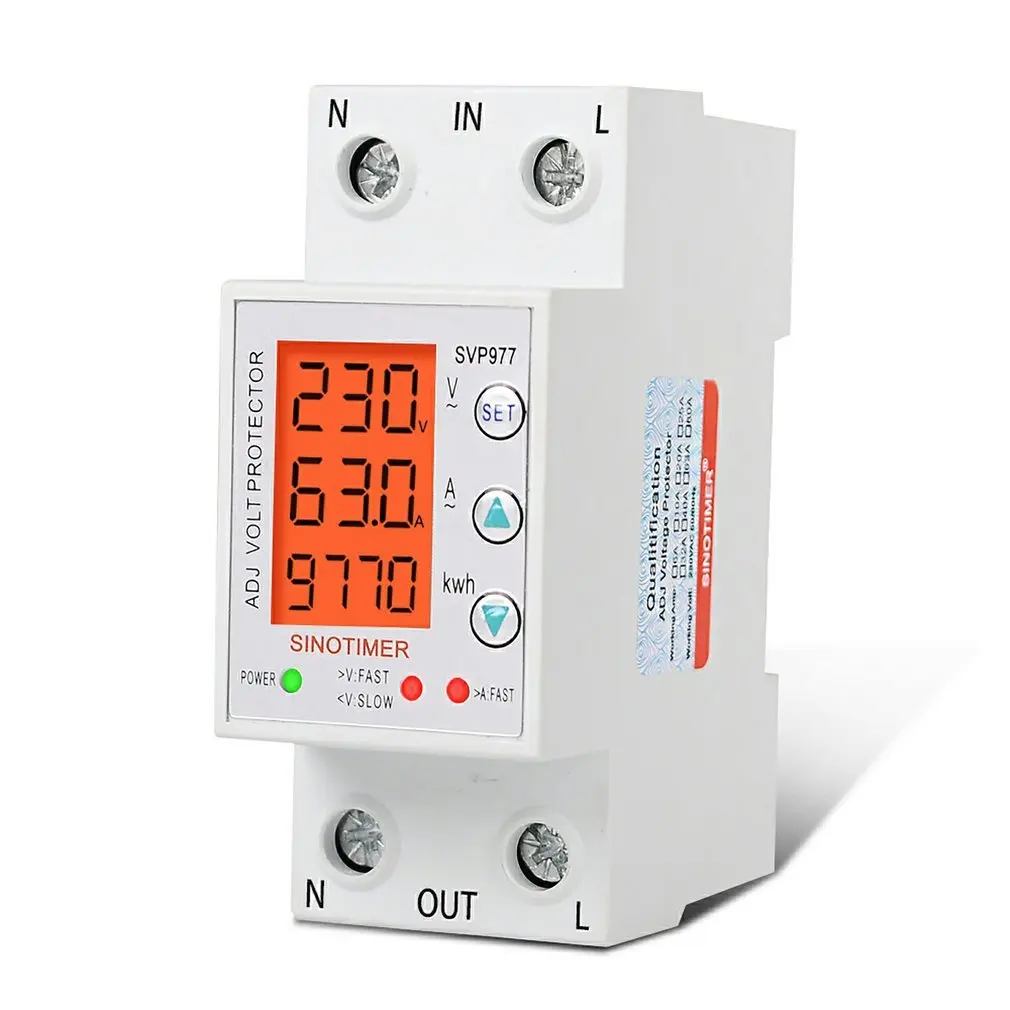 

SINOTIMER SVP-977L 230v Adjustable Voltage Protection Meter Digital LCD Voltage Protection Relay With Over Voltage Protection