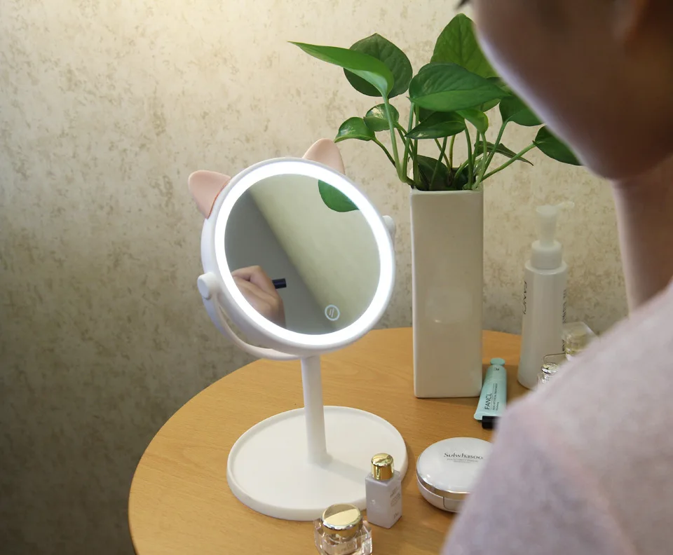 

Touch Dimmer LED Mirror Touch Screen Makeup Mirror Luxury Mirror 180 Degree Adjustable Table MakeUp Mirror