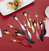 5pc nordic creative stainless steel 304 fork spoon ice cream dessert wings fork spoon not easy to rust easy to clean