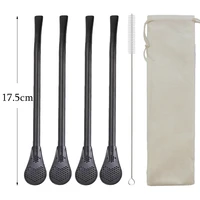 6pcs stainless steel tea filter tea spoon drinking straw reusable tea tools washable bar metal straw for drinking