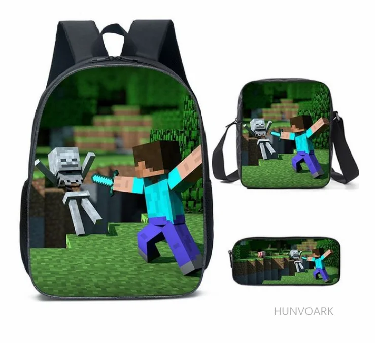 Школьные ранцы для девочек и мальчиков MINECRAFT 3 шт./компл. школьные подростков