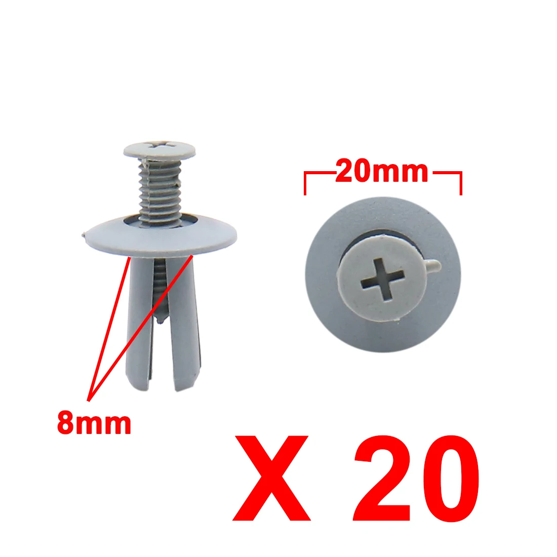 

uxcell 20Pcs 8mm Hole Car Plastic Push Pin Clips Bumper Fender Rivets Fastener Expansion Screws Clips Gray Replacement