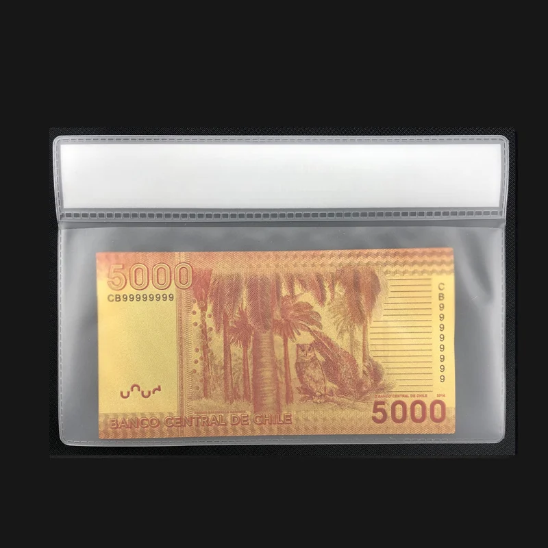 Золотая банкнота цвета чили 5000 песо Банкнота с рамкой COA в 24K поддельные бумажные