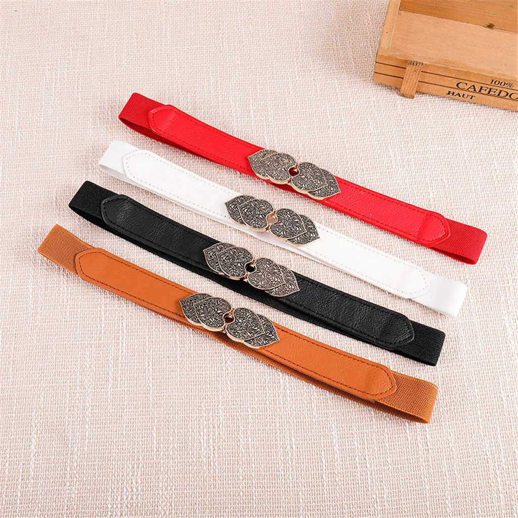 Ремень широкий женский из сплава эластичный декоративный однотонный пояс с