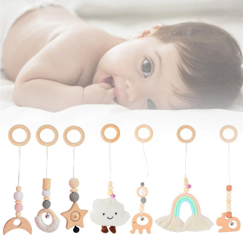 

Baby Gym Frame Pendant Beech Wooden Ring Teether Rattle Infants Newborn Teething Nursing Molar Toys Shower Gifts