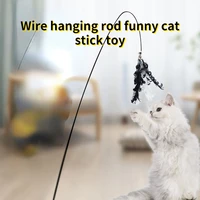 funny cat stick interactive toy replaceable steel wire rod feather head self hi artifact teeth resistance kitten toy accessories