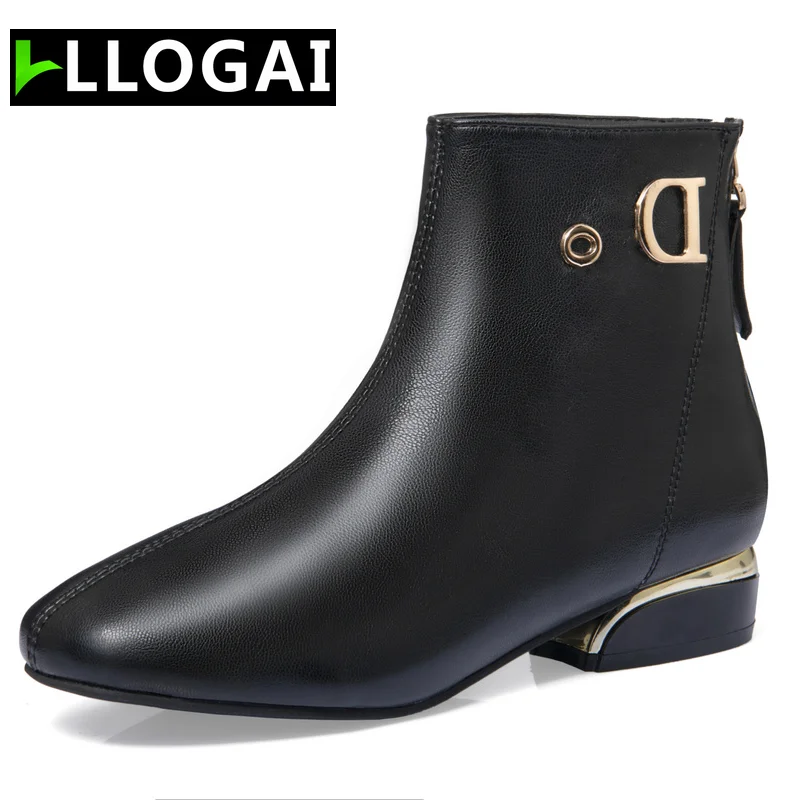 

Women Fashion Casual Women Ankle Boots 2021 New Autumn Low Heel Pu Leather Women Boots Zipper Comfortable Women Boots Mujer