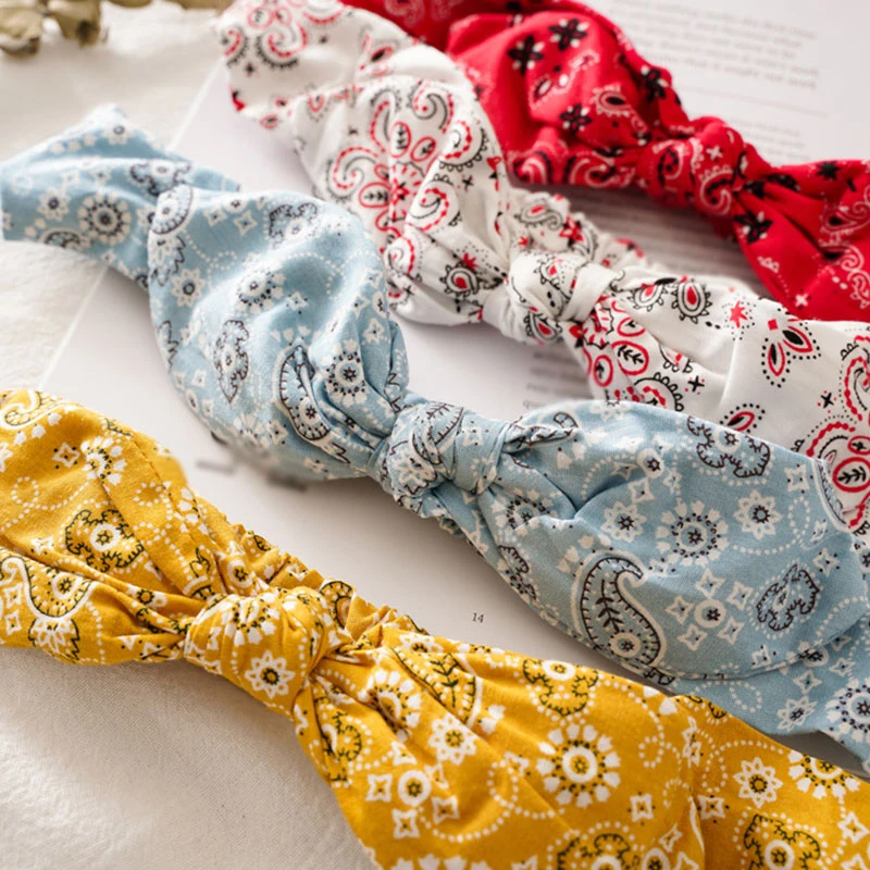 

Women Sweet Hair Bands Print Headbands Retro Hair Accessories Cross Turban Bandage Bandanas Hairband Headwrap Summer Headwear