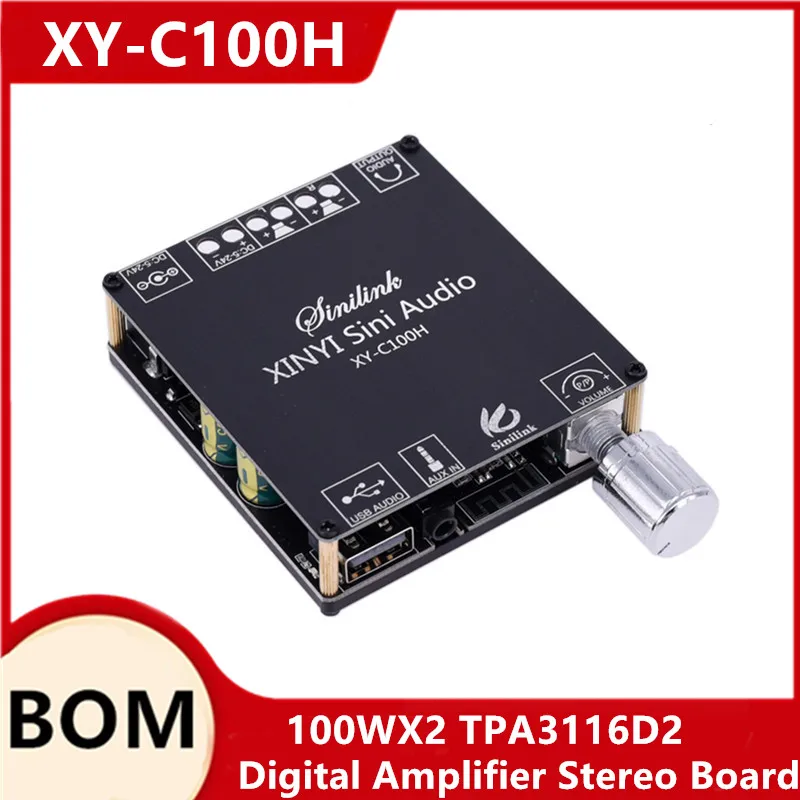

XY-C100H HIFI 100WX2 TPA3116D2 Bluetooth 5,0 высокомощный цифровой усилитель, стереоплата, AUX USB усилитель, домашний кинотеатр