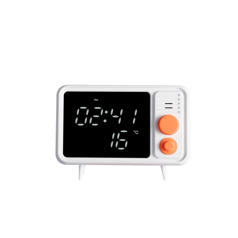 

Gift custom hello TV retro alarm clock desk lamp ringtone recording snooze clock night light