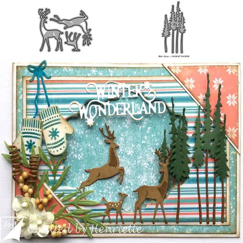 DIY cutting die Christmas Elk Tree Metal Cutting Dies Embossing Scrapbooking Stencil Craft Cut For Card Handmade | Дом и сад