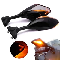 60 hot sale 2pcs side mirrors motorcycle handlebar mount rearview mirror with led turn signal lights car accessories