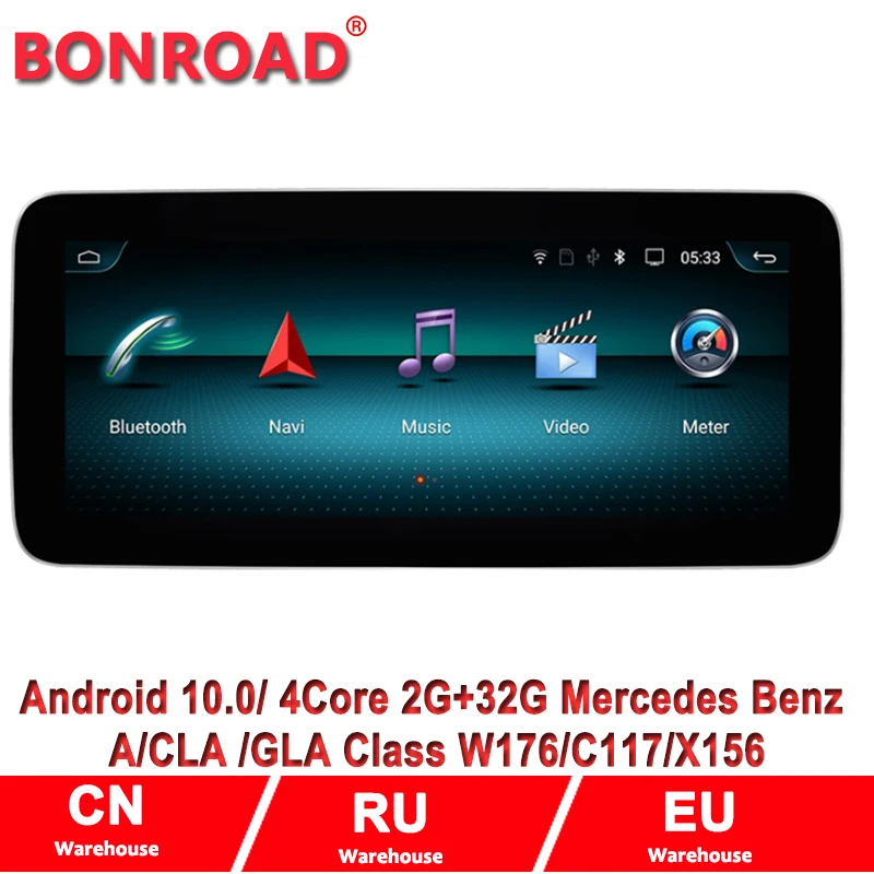 

Автомобильный мультимедийный плеер BONROAD, 10,25 дюйма, Android 10, для Mercedes benz A class W176 CLA C117 / X156 2013-2018, GPS-навигатор, плеер