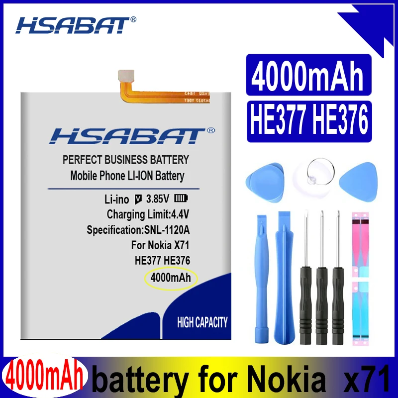 Аккумулятор HSABAT HE377 HE376 4000 мАч для смартфонов Nokia 3 1 Plus X71|Аккумуляторы мобильных
