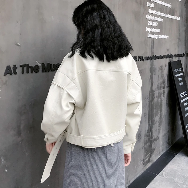 Новая Осенняя женская куртка из искусственной кожи с рукавом летучая мышь