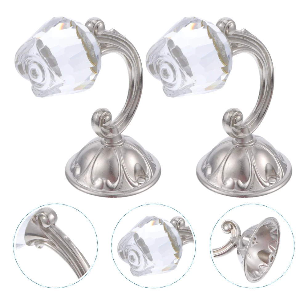 

2pcs Modern Shiny Crystal Curtain Tiebacks Curtain Hooks for Decor Home