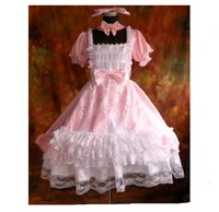 hot lolita punk gothic maid in pink dress role playing costume customization