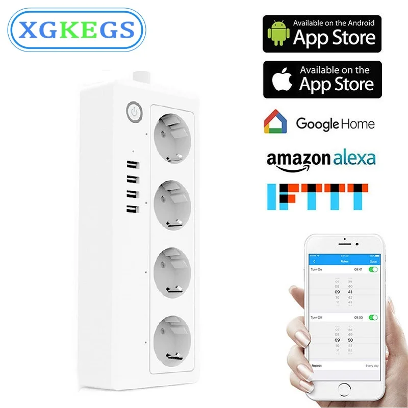 

Удлинитель электрический с Wi-Fi, 4 розетки, 1,8 а, м
