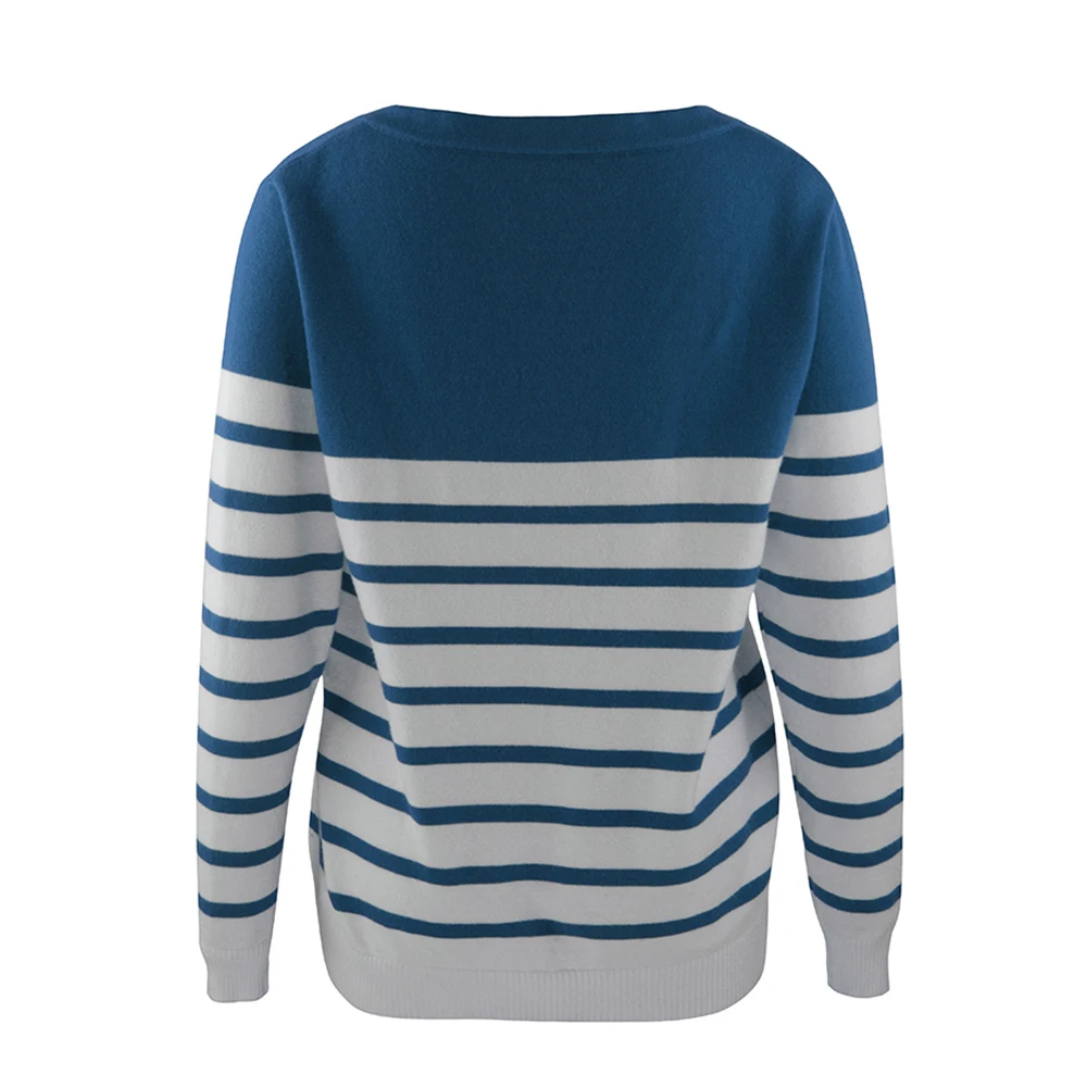 

VICABO Women's Sweaters Casual Casual Striped V Neck Sweater Pullover Ladies Loose Long Sleeve Jumper Tops Autumn