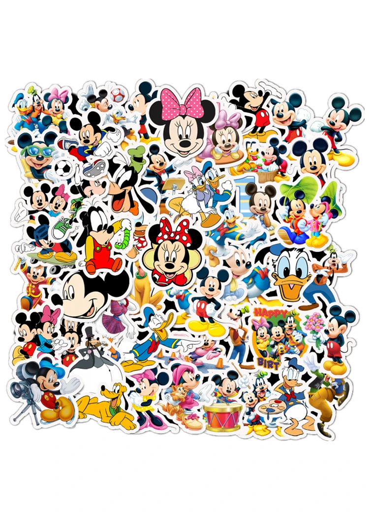 Protector solar impermeable con dibujos animados de Mickey para ni&ntilde;os, pegatina para coche, equipaje, guitarra, cuaderno, carrito, regalo, 10/50 Uds.-2