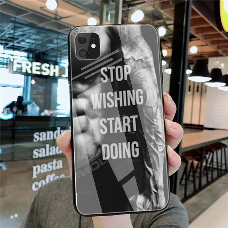 

Krajews Training Workout Gym Crossfit Quote Phone Case Tempered Glass For Iphone6plus 6S 7 7plus 8 X XS XR 11 12 Pro Max 12mini