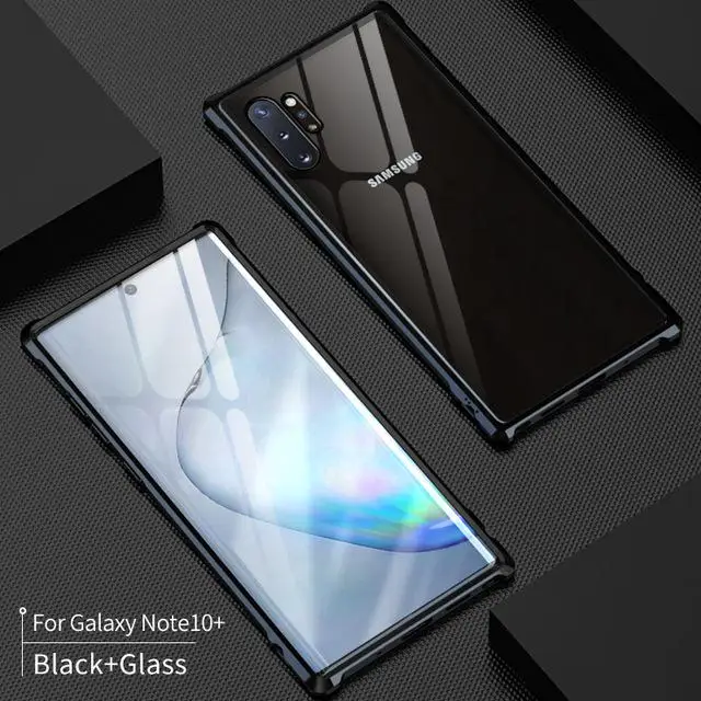 Роскошный чехол для samsung Galaxy Note 10 Plus 5g, чехол из закаленного стекла для samsung Note10+ чехол, ударопрочный чехол - Цвет: Черный