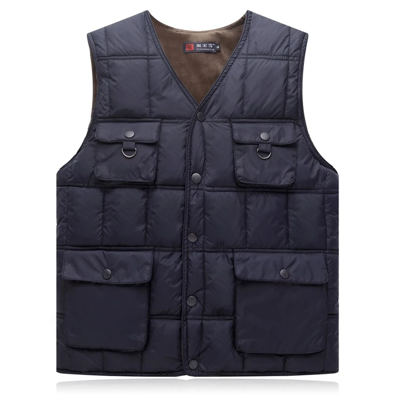 

2022 Autumn and winter men's vest new business casual vest men's down cotton multi-pocket warm cotton vest thickened vest