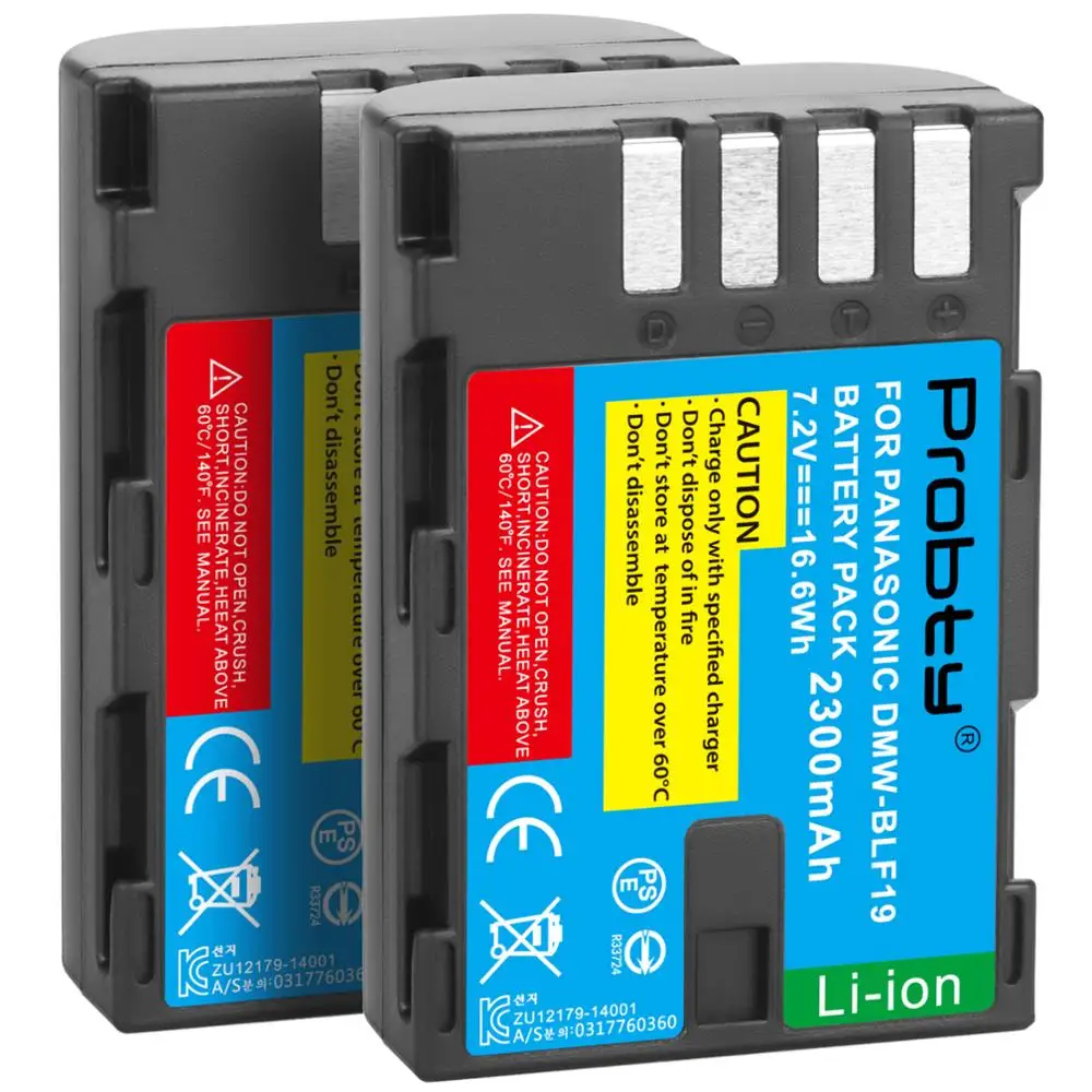 2 шт. 2300 мА/ч DMW-BLF19 DMW-BLF19e DMW-BLF19PP Батарея для цифрового фотоаппарата Panasonic Lumix DC-GH5