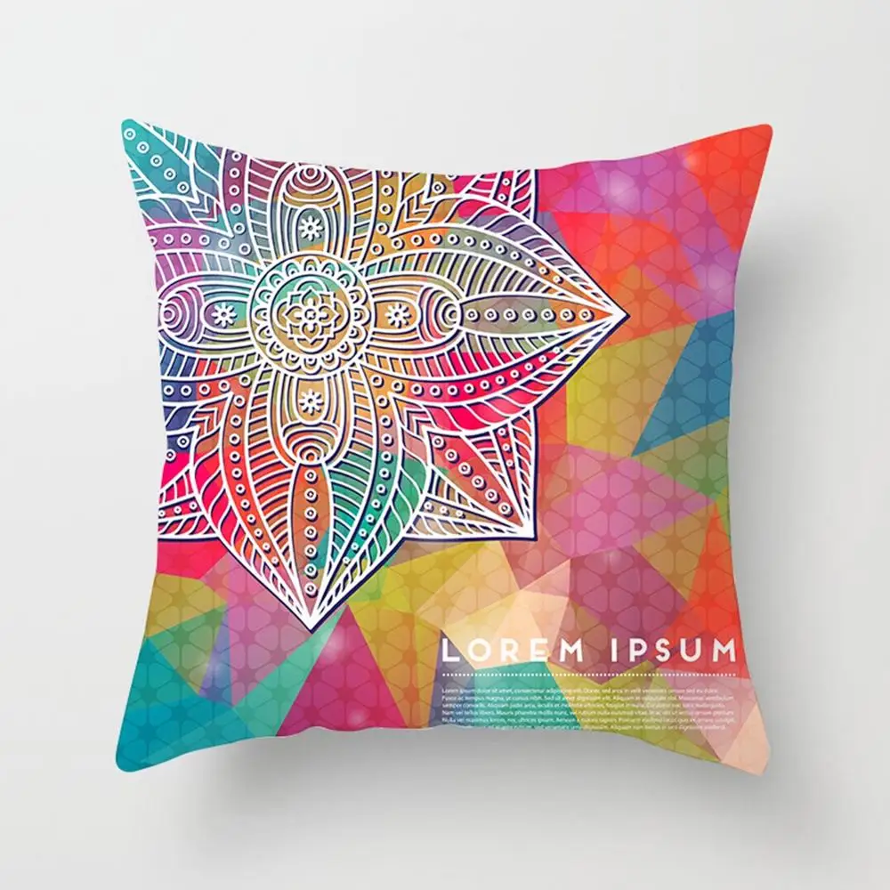 

Pillow Cushion Cover Colorful Geometric Abstract Pattern Peach Skin Hug Square Pillowcase Bedroom Living Room Home Decoration
