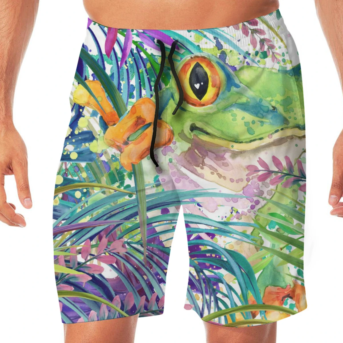 

Cute Forest Frog Watercolor Mens Swimsuit Swimwear Men Swimming Shorts Beach Short Sports Suits Surf Board Swim Trunks beachwear